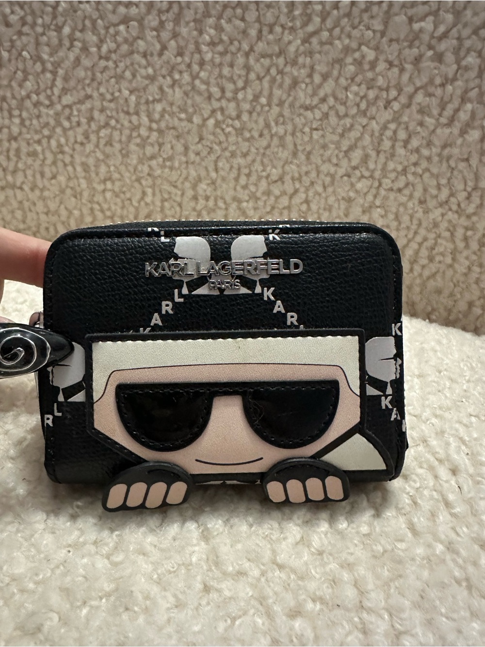 Karl Lagerfeld Kids Black and White Character Zip Card Case